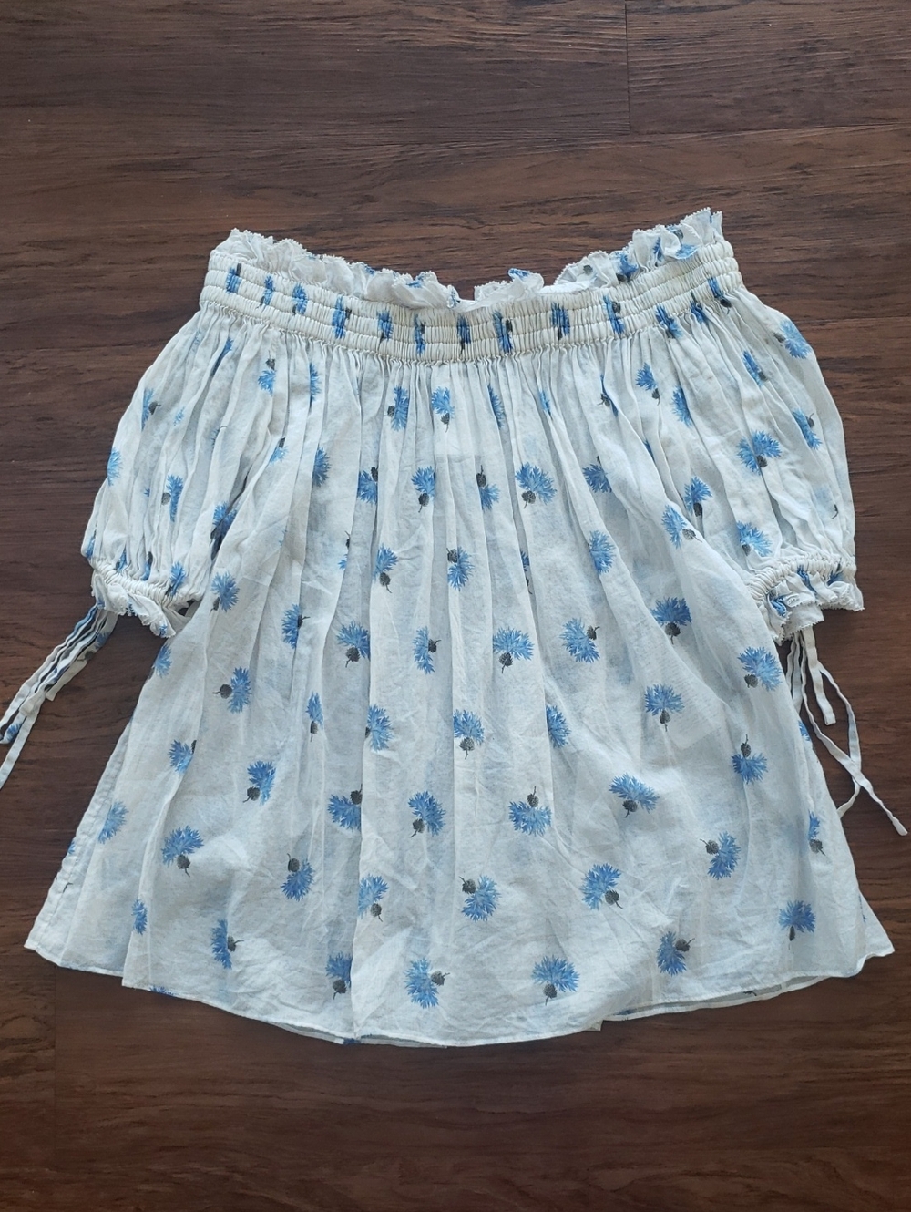 Alexander McQueen Floral Peasant Top Size 42 Boho Designer Cotton Flawed